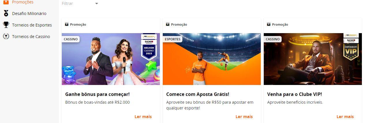 Bônus e promoções