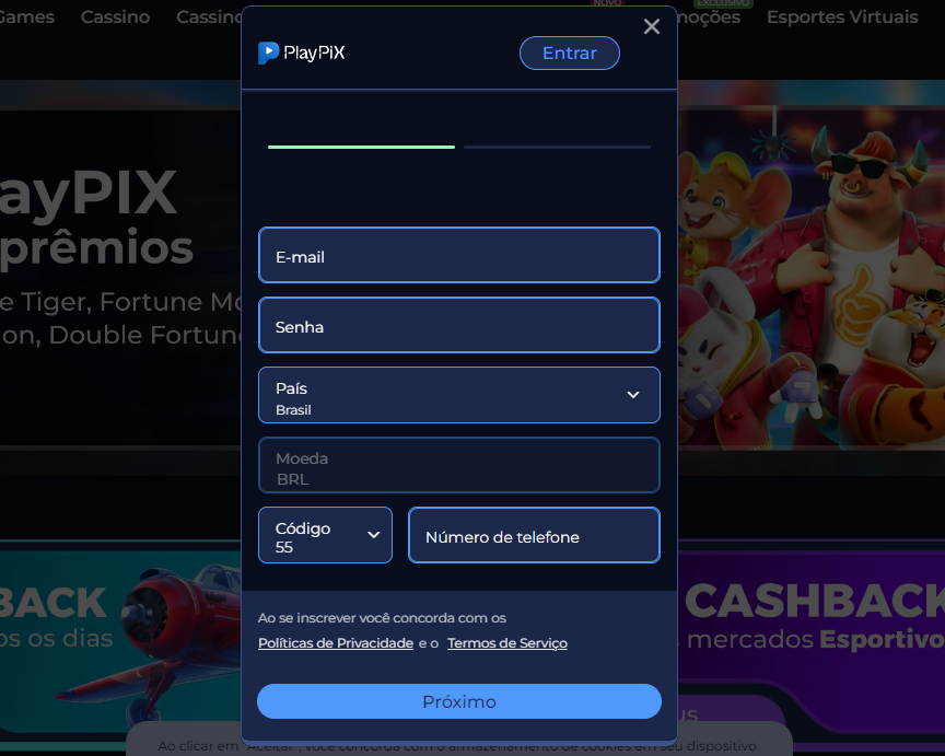 Registro e Uso do PlayPIX casino